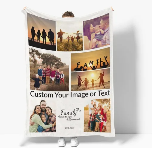 Miniatura 23 de Manta personalizada, mantas personalizadas con texto fotográfico, regalo divertido para amigos de mascotas, cumpleaños, Navidad Personalizado01