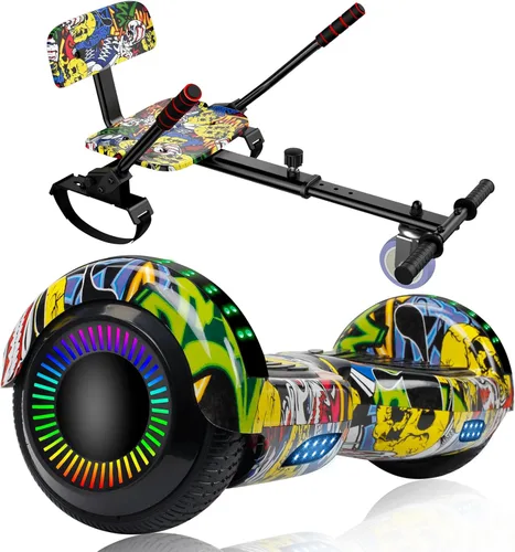 Accesorio de Asiento para Patinete, Patinete con Go Kart para Niños, Chicos, Niñas, Adultos, con Luces LED Coloridas, Bluetooth A-6.5 Graffiti