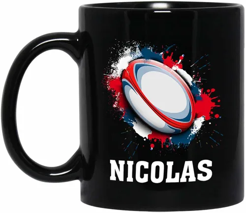 Miniatura 23 de Taza de café de fútbol personalizada con nombre, regalos para hombres, mujeres, amantes del fútbol, taza de cerámica negra personalizada de 11 onzas