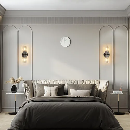 Miniatura 3 de Moderno juego de apliques de pared negros de dos dormitorios, apliques de pared de cristal para interiores, iluminación de pared, apliques de sala