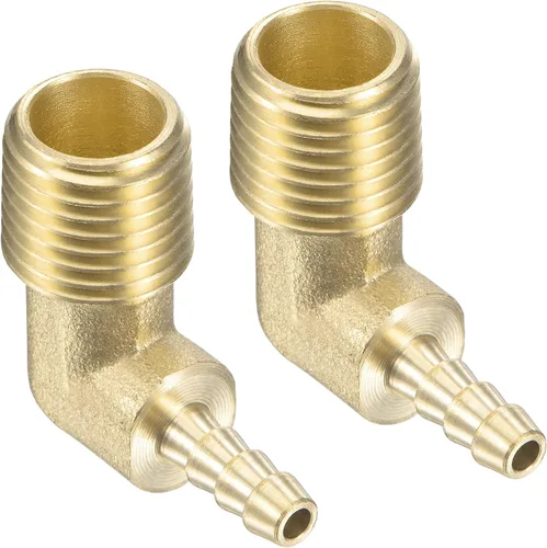 Miniatura 14 de M METERXITY Accesorios de púas de manguera de latón - Codo de 90 grados Conector de tubo de latón de 1/4 de pulgada Aplicar al gas de agua