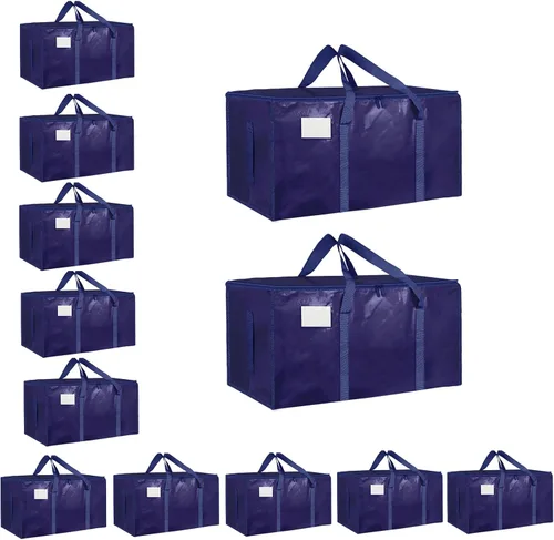 Miniatura 33 de Paquete de 4 bolsas de mudanza extra grandes y resistentes, bolsas de almacenamiento impermeables con asas y cremalleras, plegables para dormitorio