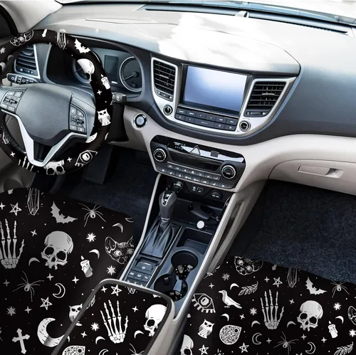 Miniatura 6 de Frienda 10 Piezas Fundas de Asiento de Automóvil para Mujeres Accesorios Interiores Fundas de Asiento con Funda para Volante, Correa de Muñeca