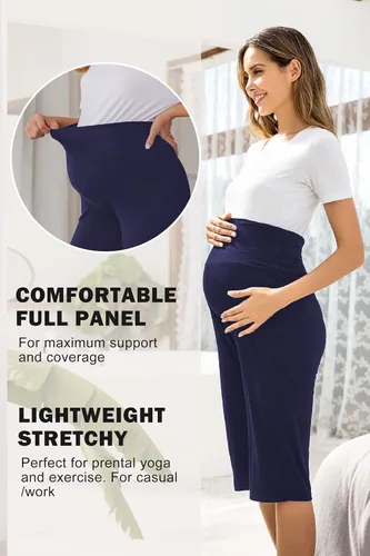 Miniatura 2 de Ekouaer Pantalones cortos de maternidad para mujer, pantalones capri de maternidad, pantalones cortos de yoga, pantalones cortos para embarazo