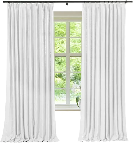 Miniatura 11 de Frelement Cortinas plisadas opacas completas para barra transversal y pista, cortinas texturizadas de lino para dormitorio, sala de estar, cortinas