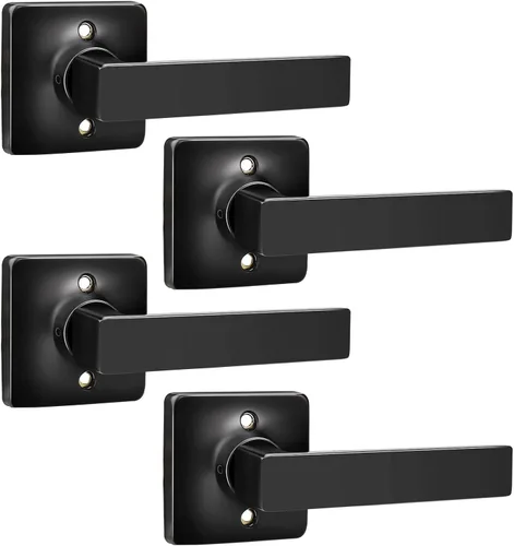 Miniatura 14 de GOBEKOR Paquete de 1 manija de paso, manijas de puerta negras para cerradura de puerta de armario, manija de puerta interior sin llave con cerradura