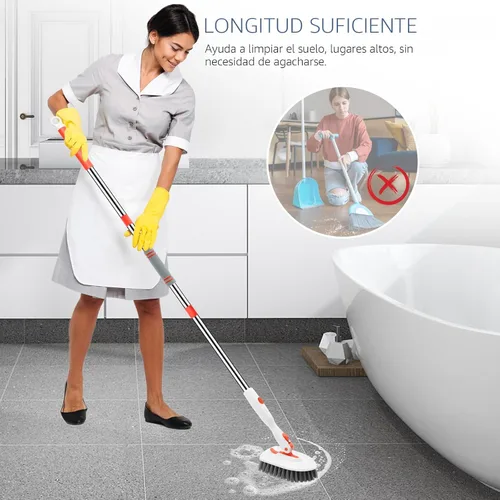 Miniatura 7 de SetSail Cepillo de ducha 3 en 1 con mango largo ajustable de 52 pulgadas y 3 cabezales de cepillo de repuesto desmontables para limpiar baño
