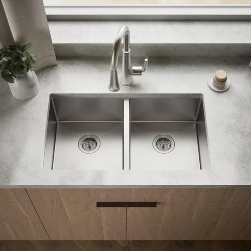 Miniatura 2 de KOHLER Strive K-5281-NA - Fregadero de acero inoxidable de 32 pulgadas con estante para lavabo