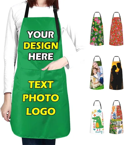 Miniatura 9 de Delantales impermeables personalizados para diseñar tu propia imagen, logotipo, texto, añadir fotos, delantal para cocinar hornear, 33 x 27.5