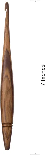 Miniatura 3 de Ommi - Ganchos de ganchillo con mango ergonómico, gancho de ganchillo de madera de teca hecho a mano de 7 pulgadas, aguja de tejer, tejido de hilo