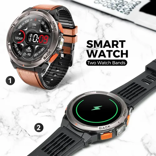 Miniatura 8 de EIGIIS KE5 Military Smart Watch for Men with Flashlight SOS 3ATM Waterproof Watch 530mAh Big Battery 1.45" Rugged Tactical Smartwatch with Compass