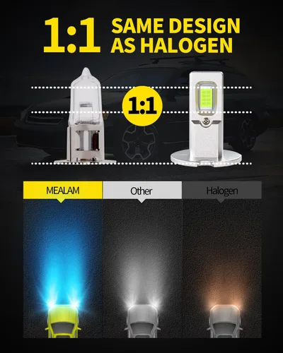 Miniatura 2 de H3 Bombillas LED antiniebla azul hielo, tamaño mini 1:1, Plug n Play, chips CSP 300% más brillantes con bombilla LED H3ll para lámpara antiniebla