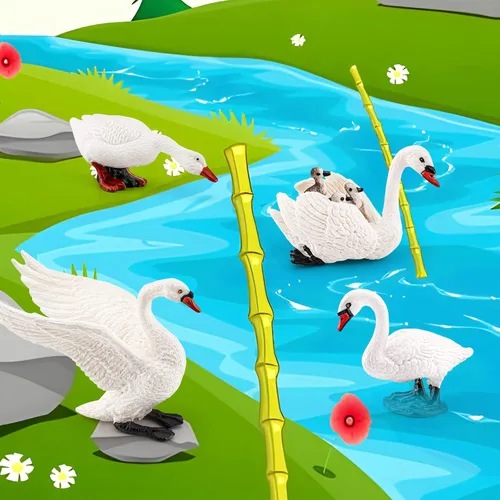 Miniatura 3 de LC JoyCre 4PCS Cisne Blanco Figura Ganso Cisne Juguete Figura de Animal para Niños Pequeños Figuras de Animales Preescolares Proyecto Educativo