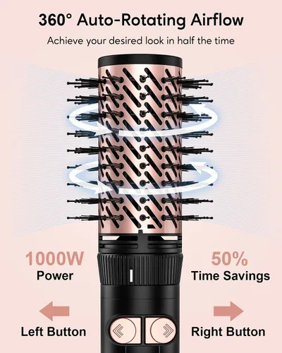 Miniatura 4 de Terviiix - Cepillo de aire caliente 4 en 1, estilizador de 1000 W con 2 cepillos redondos giratorios Volumizing Blowout Styler to Finish