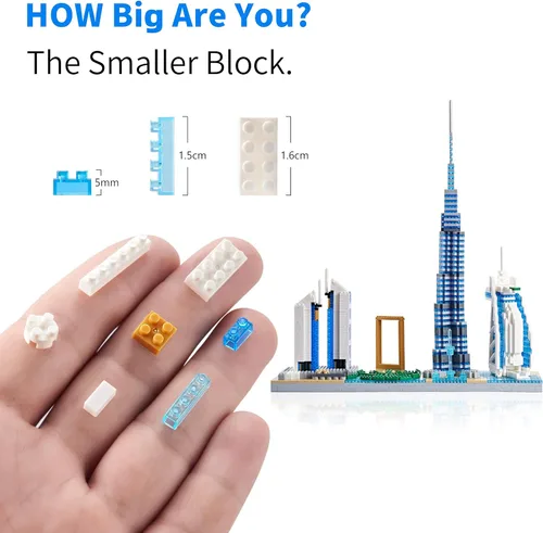 Miniatura 3 de Architecture Dubai Skyline - Kit de construcción de modelos coleccionables, juegos de microbloques para adultos, kit de modelo de regalo de 2545