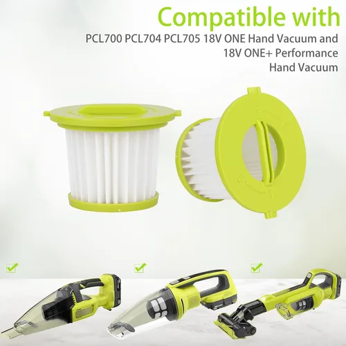 Miniatura 6 de Filtro de repuesto compatible con modelos de aspiradora de mano Ryobi ONE+ de 18 V PCL700 PCL704 PCL705 Comparar con el número de pieza A32F05N
