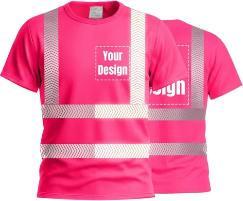 Camiseta Hi Vis con tira reflectante de alta visibilidad, camisetas de seguridad personalizadas para tu logotipo, camisas de trabajo al aire libre
