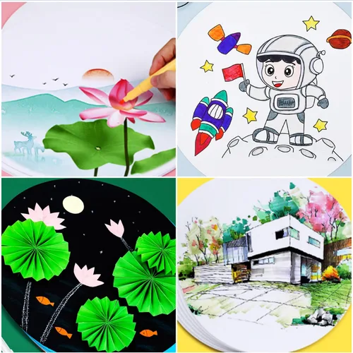 Miniatura 4 de KYMY 50 piezas de papel de cartulina redondo blanco, papel de construcción grueso de color pastel de 7.05 oz/m², papel de construcción circular