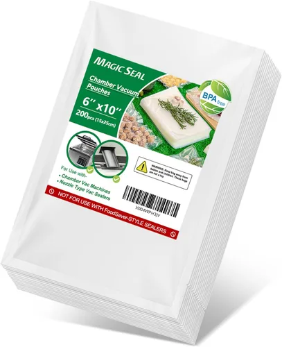 Miniatura 9 de MAGIC SEAL Bolsas selladoras al vacío de cámara, 10 x 12 pulgadas, bolsas de sellado al vacío lisas para almacenamiento de alimentos, sin BPA