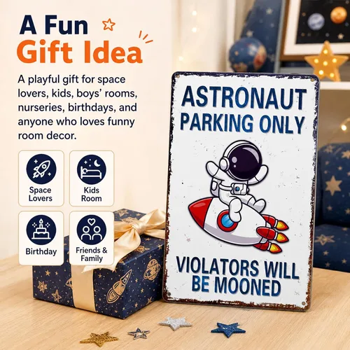 Miniatura 7 de Perfect Space Gifts for Kids - Letrero de estacionamiento de astronautas - Decoración temática del espacio exterior para habitación de niños