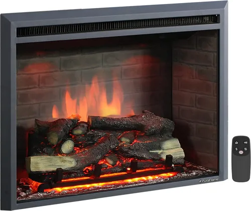 Miniatura 7 de PuraFlame - Inserto eléctrico de chimenea occidental con sonido crepitante de fuego, control remoto, 750/1500 W, negro, 22 53/64 pulgadas de ancho x