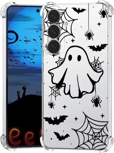 Miniatura 50 de Funda de Halloween para Google Pixel 6A transparente con diseños de murciélagos fantasmas, funda para teléfono para niñas, elegante, delgada, a