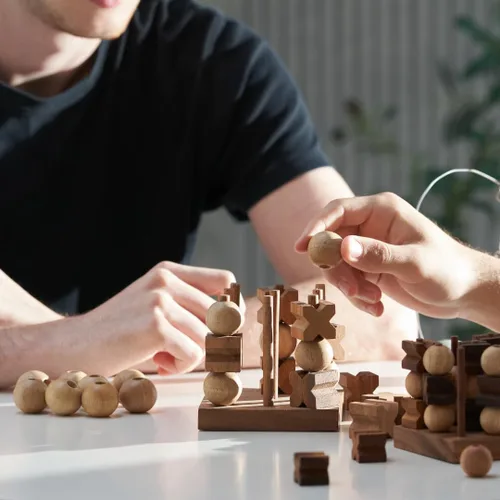 Miniatura 7 de SiamMandalay 3D XO Tic Tac Toe XOXO: Juego de madera hecho a mano para adultos con caja de regalo SM (En la foto)
