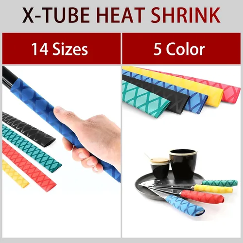 Miniatura 4 de X-Tube - Tubos envolventes termorretráctiles 39 y 64 pulgadas de longitud para agarre de varillas – 5 colores 14 tamaños, Azul