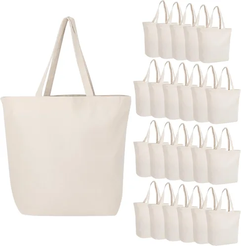Miniatura 14 de Segarty Bolsa de lona pequeña, paquete de 6 bolsas de lona en blanco de 15 x 16 pulgadas para mujer, bolsa lisa reutilizable con algodón natural