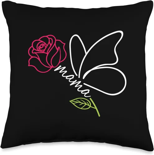 Almohada para mujer, diseño de mariposa con diseño de mariposa y rosa, regalo para el día de la madre
