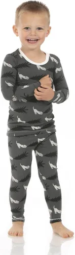 Miniatura 7 de KicKee Pants Conjunto de pijama de manga larga con estampado de piezas