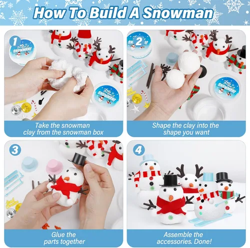 Miniatura 7 de EOBOH Paquete de 24 Kits para Construir un Muñeco de Nieve, Manualidades DIY de Muñeco de Nieve de Navidad para Niños al Por Mayor, Kit de Muñeco
