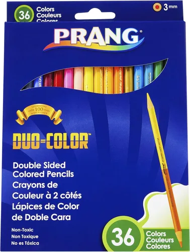 Prang Juegos de lápices de colores duo-color, 0.118 in, 2b (#1), colores surtidos de plomo/barril, 18/paquete