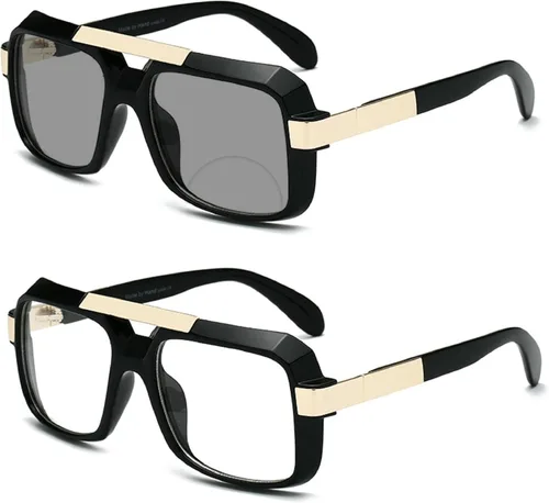Gafas de sol de transición de gran tamaño Gafas de lectura fotocrómicas Hombres Bifocal Presbicia Puntos para lector Cerca de la vista