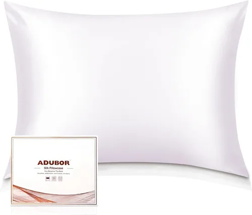 Miniatura 35 de Adubor Funda de almohada 100% de seda, fundas de almohada de seda de morera, 22 fibras de grado Momme 6A, funda de almohada de seda para la salud