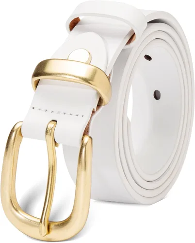 Miniatura 39 de Cinturones para mujer para jeans de 1.1 pulgadas de ancho, cinturones para vestidos de cuero de grano completo con hebilla dorada, caja de regalo