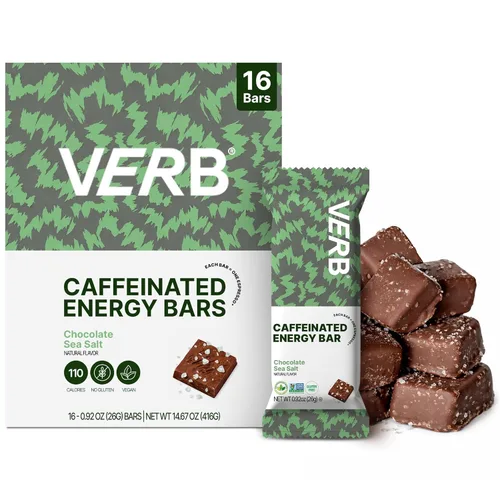 Miniatura 16 de Verb Barras de Energía Cafeinadas - Paquete de Variedad - 2 Sabores Deliciosos (26g, Paquete de 16) Barra de Energía Deliciosa de 110 Calorías, Baja