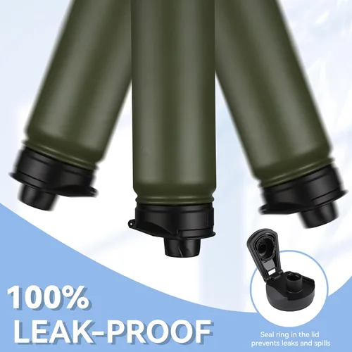 Miniatura 6 de HASLE OUTFITTERS Botella de agua aislada de 22 onzas, botella de agua de acero inoxidable de doble pared de boca ancha con tapa de popote y tapa