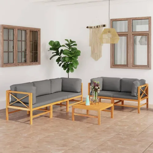 Miniatura 6 de 4-Piece Teak Outdoor Conversation Set, Cream Cushions, 24.8"x24.8" Patio Sectional Sofa & Table, Weather-Resistant Lounge Furniture for Garden