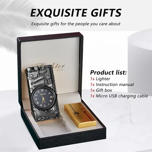 Miniatura 7 de BABOBIU Encendedor eléctrico de plasma, recargable, resistente al viento, sin llama, con carga rápida USB, encendedor de velero, regalo para el día