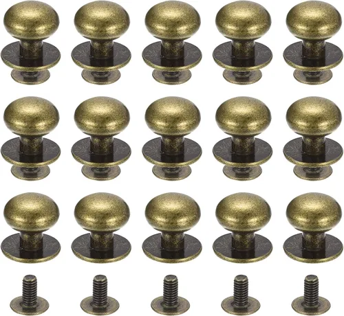 Miniatura 27 de uxcell Remaches de cabeza de bola de 0.157 pulgadas (0.157 in), tornillo trasero, paquete de 15 remaches de pezón de botón de cabeza redonda