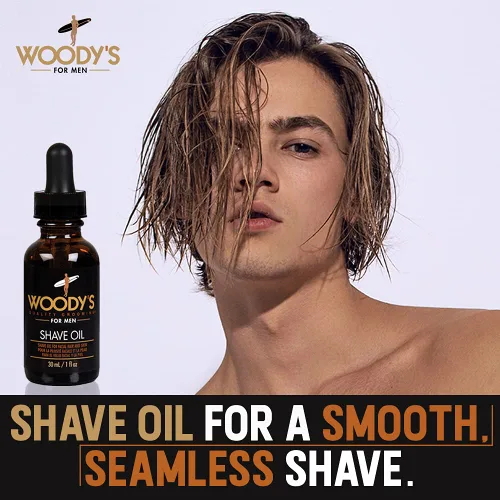 Miniatura 3 de Woody's Aceite de afeitado para hombres, capa de aceite base preafeitado para un afeitado mejorado y una piel más suave, 1 onza líquida