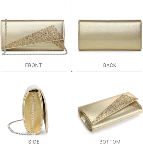 Miniatura 2 de Dasein Bolso de noche de satén con diamantes de imitación para mujer, bolso brillante con purpurina brillante para fiesta, boda, cóctel, baile