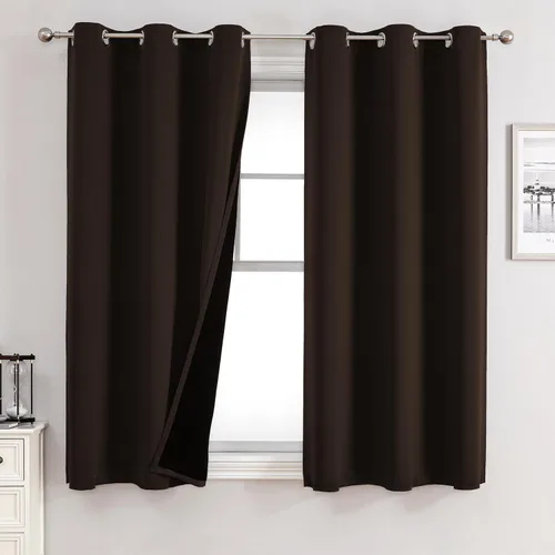 Miniatura 93 de ChrisDowa - Cortinas 100% opacas, para dormitorio, con forro negro, 2 capas gruesas, aislamiento térmico y ojales, 63 pulgadas de largo, juego de 2