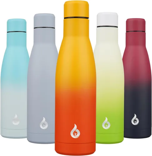 Miniatura 50 de BJPKPK Botella de Agua Aislada 17oz Botellas de Agua de Acero Inoxidable Apta para Lavavajillas Metal Térmica Mantiene Frío y Caliente, Gris Niebla