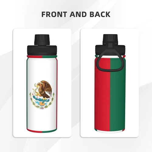 Miniatura 3 de Bandera de México - Hervidor aislado de acero inoxidable Botella de agua divertida con impresión aislada Ideal para deportes y viajes