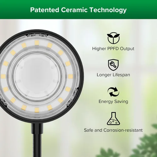 Miniatura 6 de SANSI Luces de cultivo para plantas de interior, luces regulables de 30 W para cultivo en interiores, 3 cabezales de 35 a 65 pulgadas, soporte