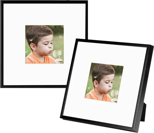 Miniatura 15 de Frametory, Portarretratos de aluminio negro de 5 x 7 pulgadas, juego de 2, ideal para mostrar fotos de 4 x 6 con paspartú o de 5 x 7 pulgadas sin