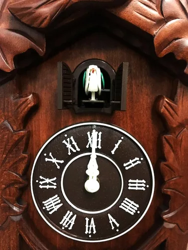 Miniatura 5 de Rylai Reloj de Cuco Vintage Grande de Madera para Pared Hecho a Mano 13x9.5 Pulgadas Marrón Tamaño grande 13x9.5 pulgadas Diseño tradicional Blanco