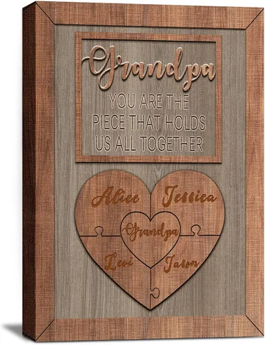 Miniatura 14 de Eternalart Regalos únicos para papá, abuelo, esposo de hija, hijo, esposa, impresiones en lienzo personalizadas con nombres de niños para padre